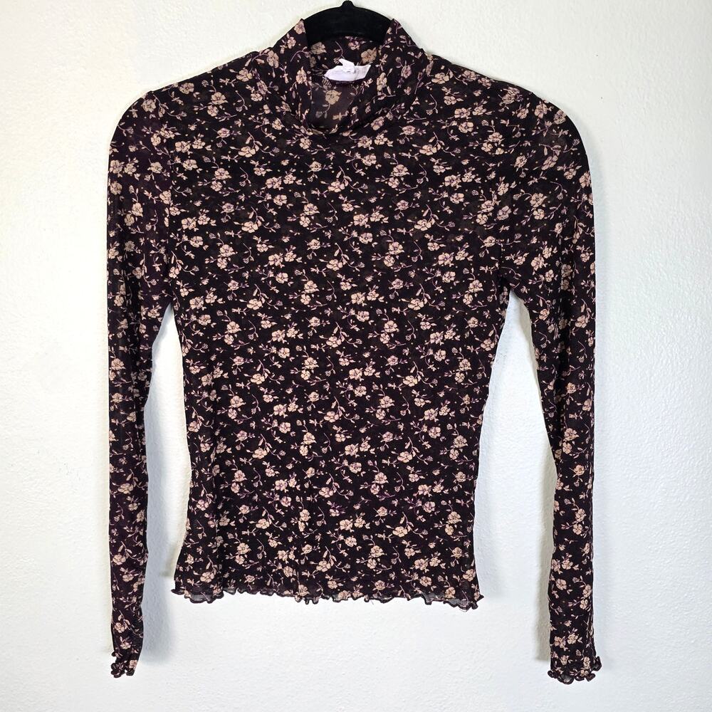 Heartloom Kei Mesh Top Women's XS Purple Dainty Floral Cottagecore Whimsigoth